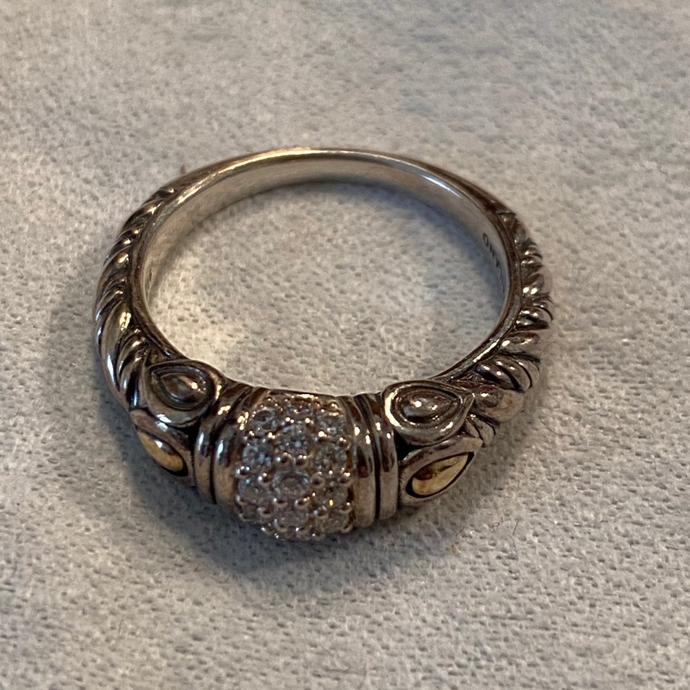 JAI sterling silver & 14k gold with diamonds ring